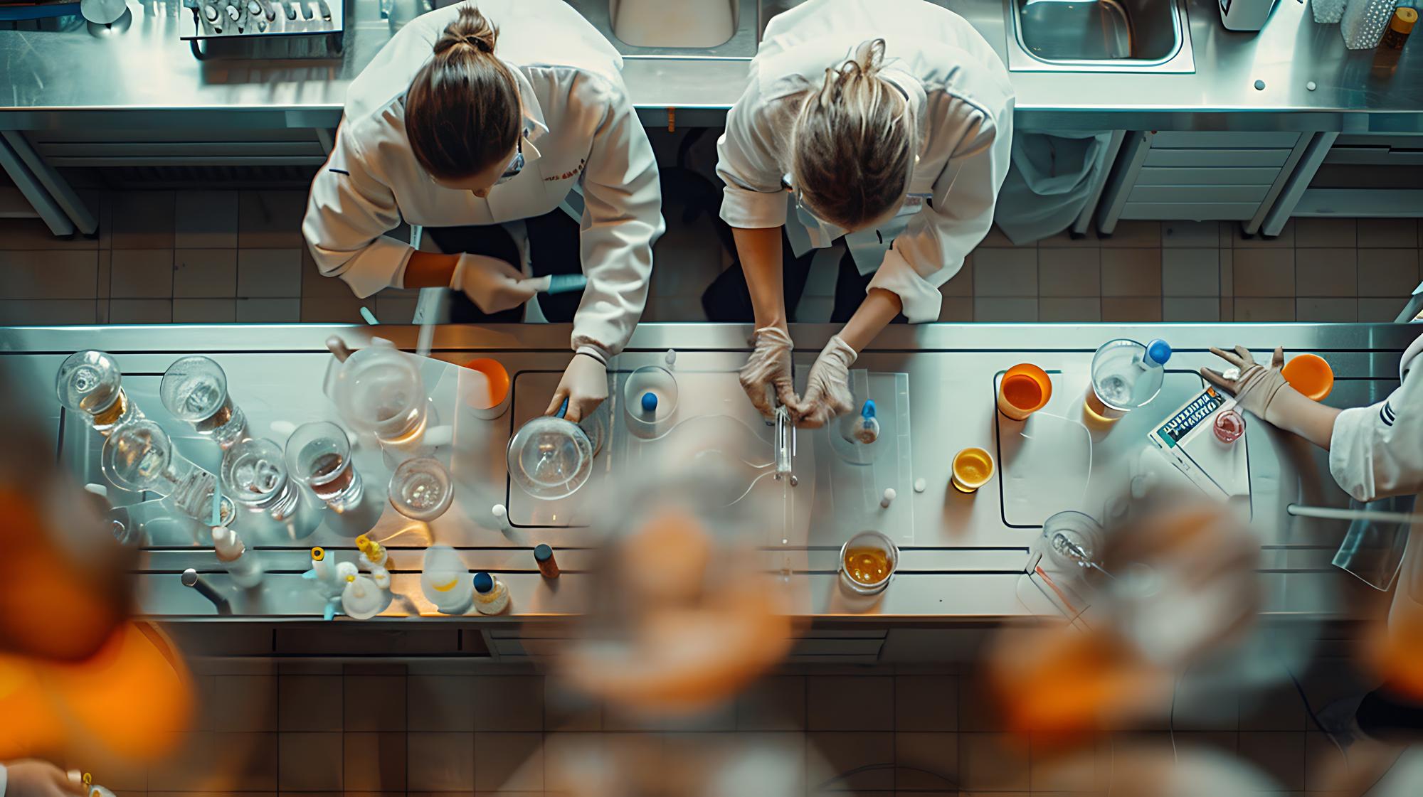 Zespół opracowujący przepisy w laboratorium kulinarnym